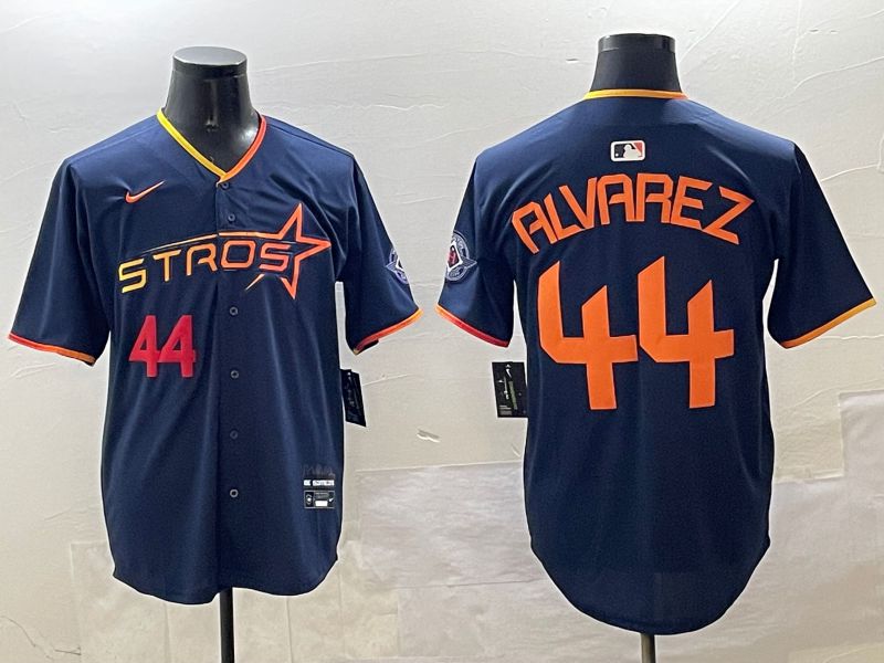 Men Houston Astros #44 Alvarez Drak Blue Three generations Joint Name 2025 Nike MLB Jersey style 2